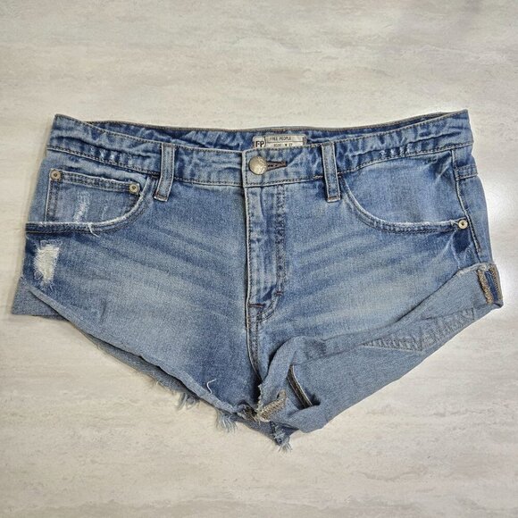 Free People Micro Booty Shorts Womens 27 Distressed Spring Break Festival Boho - Picture 1 of 13